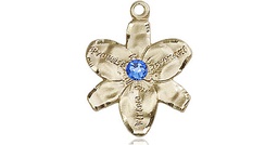 [0088GF-STN9] 14kt Gold Filled Chastity Medal with a 3mm Sapphire Swarovski stone