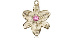 [0088KT-STN10] 14kt Gold Chastity Medal with a 3mm Rose Swarovski stone