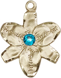 [0088KT-STN12] 14kt Gold Chastity Medal with a 3mm Zircon Swarovski stone
