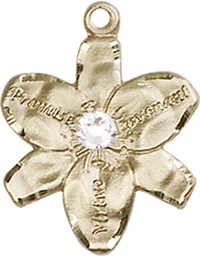 [0088KT-STN4] 14kt Gold Chastity Medal with a 3mm Crystal Swarovski stone