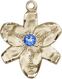 [0088KT-STN9] 14kt Gold Chastity Medal with a 3mm Sapphire Swarovski stone