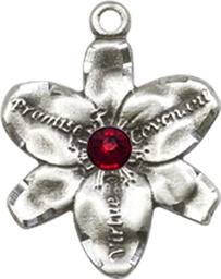 [0088SS-STN1] Sterling Silver Chastity Medal with a 3mm Garnet Swarovski stone