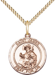 [8050RDGF/18G] 14kt Gold Filled Saint James the Greater Pendant on a 18 inch Gold Plate Light Curb chain