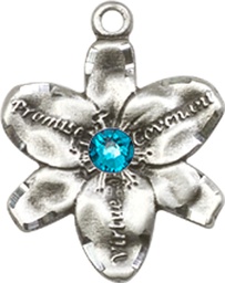 [0088SS-STN12] Sterling Silver Chastity Medal with a 3mm Zircon Swarovski stone