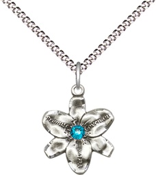 [0088SS-STN12/18S] Sterling Silver Chastity Pendant with a 3mm Zircon Swarovski stone on a 18 inch Light Rhodium Light Curb chain