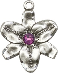 [0088SS-STN2] Sterling Silver Chastity Medal with a 3mm Amethyst Swarovski stone