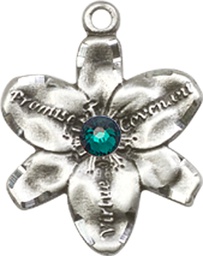 [0088SS-STN5] Sterling Silver Chastity Medal with a 3mm Emerald Swarovski stone