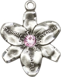 [0088SS-STN6] Sterling Silver Chastity Medal with a 3mm Light Amethyst Swarovski stone