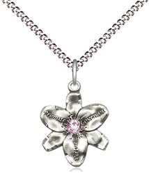 [0088SS-STN6/18S] Sterling Silver Chastity Pendant with a 3mm Light Amethyst Swarovski stone on a 18 inch Light Rhodium Light Curb chain