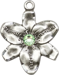 [0088SS-STN8] Sterling Silver Chastity Medal with a 3mm Peridot Swarovski stone