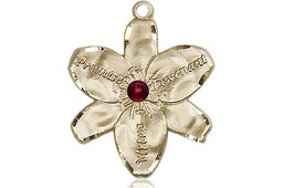 [0089GF-STN1] 14kt Gold Filled Chastity Medal with a 3mm Garnet Swarovski stone