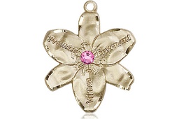 [0089GF-STN10] 14kt Gold Filled Chastity Medal with a 3mm Rose Swarovski stone