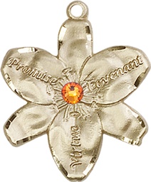 [0089GF-STN11] 14kt Gold Filled Chastity Medal with a 3mm Topaz Swarovski stone