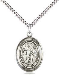 [8050SS/18S] Sterling Silver Saint James the Greater Pendant on a 18 inch Light Rhodium Light Curb chain