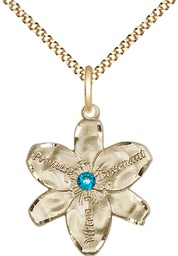 [0089GF-STN12/18G] 14kt Gold Filled Chastity Pendant with a 3mm Zircon Swarovski stone on a 18 inch Gold Plate Light Curb chain