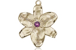 [0089GF-STN2] 14kt Gold Filled Chastity Medal with a 3mm Amethyst Swarovski stone