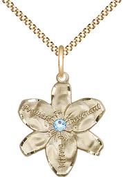 [0089GF-STN3/18G] 14kt Gold Filled Chastity Pendant with a 3mm Aqua Swarovski stone on a 18 inch Gold Plate Light Curb chain