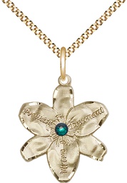 [0089GF-STN5/18G] 14kt Gold Filled Chastity Pendant with a 3mm Emerald Swarovski stone on a 18 inch Gold Plate Light Curb chain