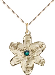 [0089GF-STN5/18GF] 14kt Gold Filled Chastity Pendant with a 3mm Emerald Swarovski stone on a 18 inch Gold Filled Light Curb chain