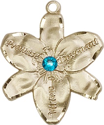 [0089KT-STN12] 14kt Gold Chastity Medal with a 3mm Zircon Swarovski stone