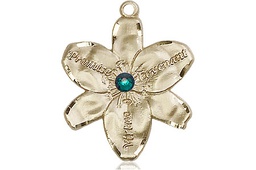 [0089KT-STN5] 14kt Gold Chastity Medal with a 3mm Emerald Swarovski stone