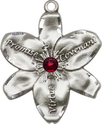 [0089SS-STN1] Sterling Silver Chastity Medal with a 3mm Garnet Swarovski stone