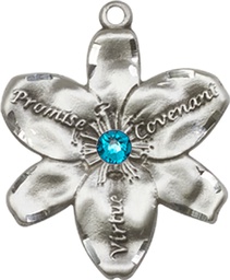 [0089SS-STN12] Sterling Silver Chastity Medal with a 3mm Zircon Swarovski stone