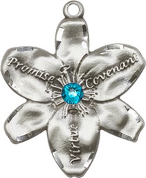 [0089SS-STN12] Sterling Silver Chastity Medal with a 3mm Zircon Swarovski stone
