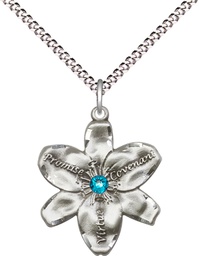 [0089SS-STN12/18S] Sterling Silver Chastity Pendant with a 3mm Zircon Swarovski stone on a 18 inch Light Rhodium Light Curb chain