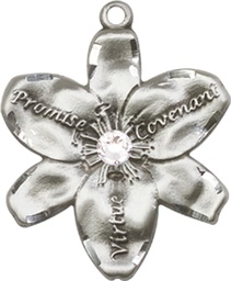 [0089SS-STN4] Sterling Silver Chastity Medal with a 3mm Crystal Swarovski stone
