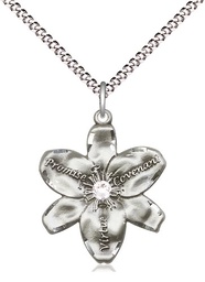 [0089SS-STN4/18S] Sterling Silver Chastity Pendant with a 3mm Crystal Swarovski stone on a 18 inch Light Rhodium Light Curb chain