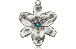 [0089SS-STN5] Sterling Silver Chastity Medal with a 3mm Emerald Swarovski stone