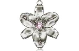 [0089SS-STN6] Sterling Silver Chastity Medal with a 3mm Light Amethyst Swarovski stone