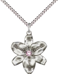 [0089SS-STN6/18S] Sterling Silver Chastity Pendant with a 3mm Light Amethyst Swarovski stone on a 18 inch Light Rhodium Light Curb chain
