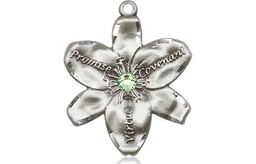 [0089SS-STN8] Sterling Silver Chastity Medal with a 3mm Peridot Swarovski stone