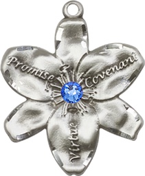 [0089SS-STN9] Sterling Silver Chastity Medal with a 3mm Sapphire Swarovski stone