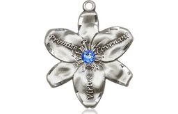 [0089SS-STN9] Sterling Silver Chastity Medal with a 3mm Sapphire Swarovski stone