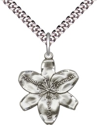 [0089SS/24S] Sterling Silver Chastity Pendant on a 24 inch Light Rhodium Heavy Curb chain