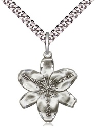 [0089SS/24S] Sterling Silver Chastity Pendant on a 24 inch Light Rhodium Heavy Curb chain