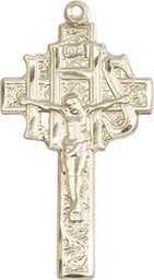 [0098GF] 14kt Gold Filled Crucifix-IHS Medal