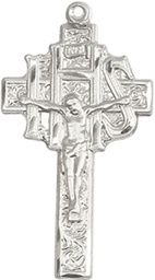 [0098SS] Sterling Silver Crucifix-IHS Medal