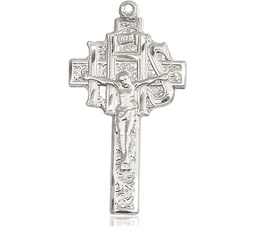 [0099SS] Sterling Silver Crucifix-IHS Medal