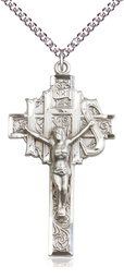 [0100SS/24SS] Sterling Silver Crucifix Pendant on a 24 inch Sterling Silver Heavy Curb chain