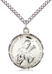 [0101SS/24SS] Sterling Silver Saint Francis of Assisi Pendant on a 24 inch Sterling Silver Heavy Curb chain