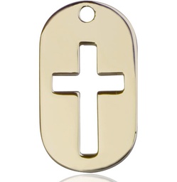 [0110DTGF] 14kt Gold Filled Cross Dog Tag Medal