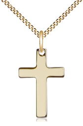 [0110YGF/18G] 14kt Gold Filled Cross Pendant on a 18 inch Gold Plate Light Curb chain