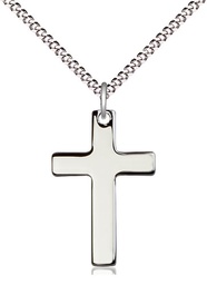 [0110YSS/18S] Sterling Silver Cross Pendant on a 18 inch Light Rhodium Light Curb chain