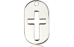 [0111DTSS] Sterling Silver Cross Dog Tag Medal
