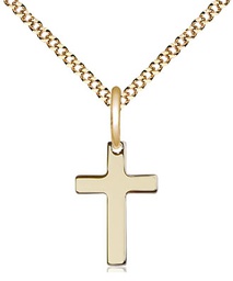 [0111YGF/18G] 14kt Gold Filled Cross Pendant on a 18 inch Gold Plate Light Curb chain