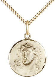 [0154GF/18G] 14kt Gold Filled Ecce Homo Pendant on a 18 inch Gold Plate Light Curb chain